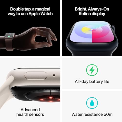 Apple Watch Series 9 GPS + Cellular 45mm Midnight Aluminum Case with Midnight Sport Band - M/L - MRMD3LW/A