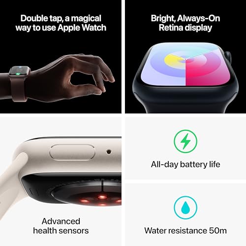 Apple Watch Series 9 (GPS + Cell) 45mm Silver Aluminum Case w/ Storm Blue Sport Band - S/M