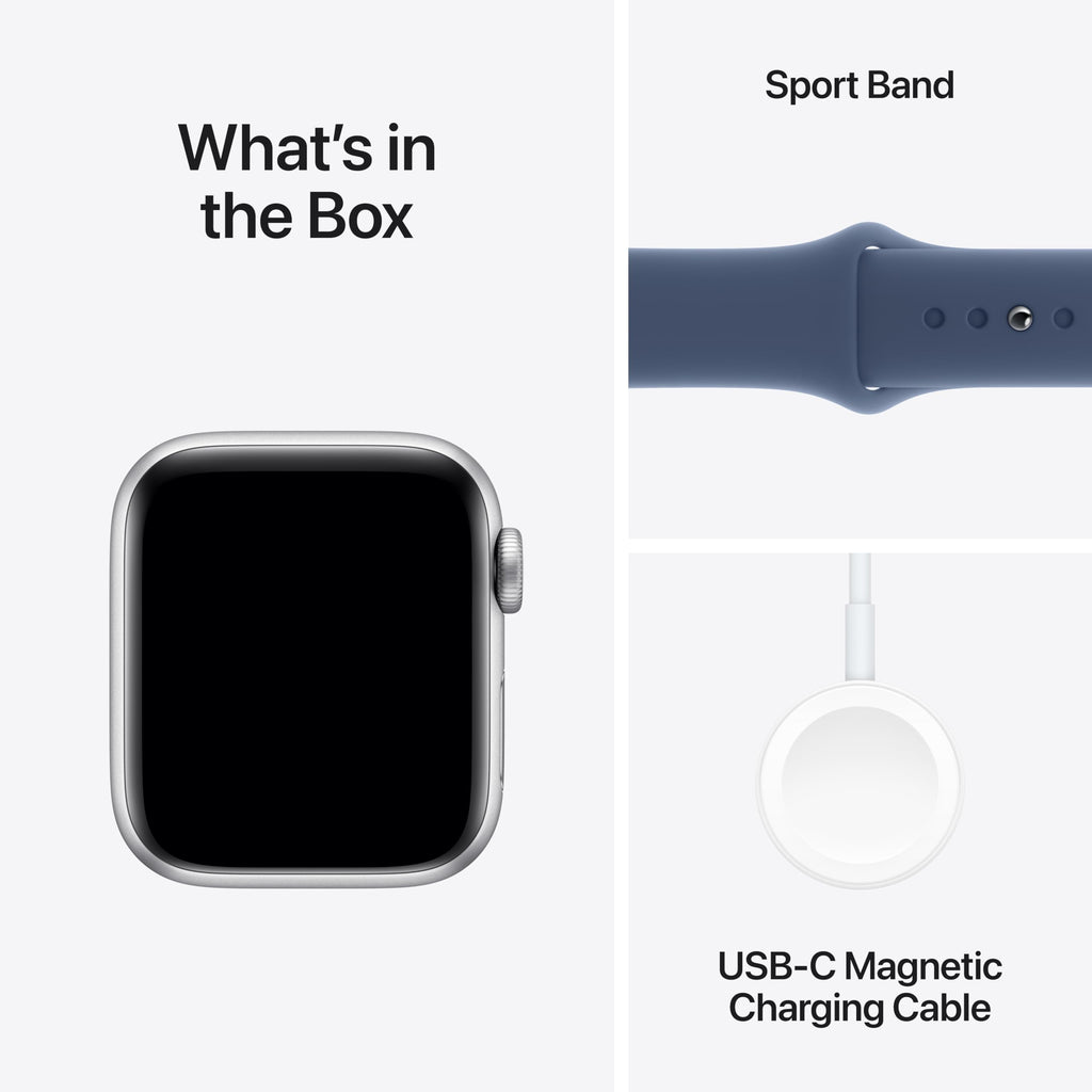 Apple Watch SE 2nd Generation (GPS) 40mm Aluminum Case with Denim Sport Band - S/M - Silver - (2024) - MXEC3LL/A