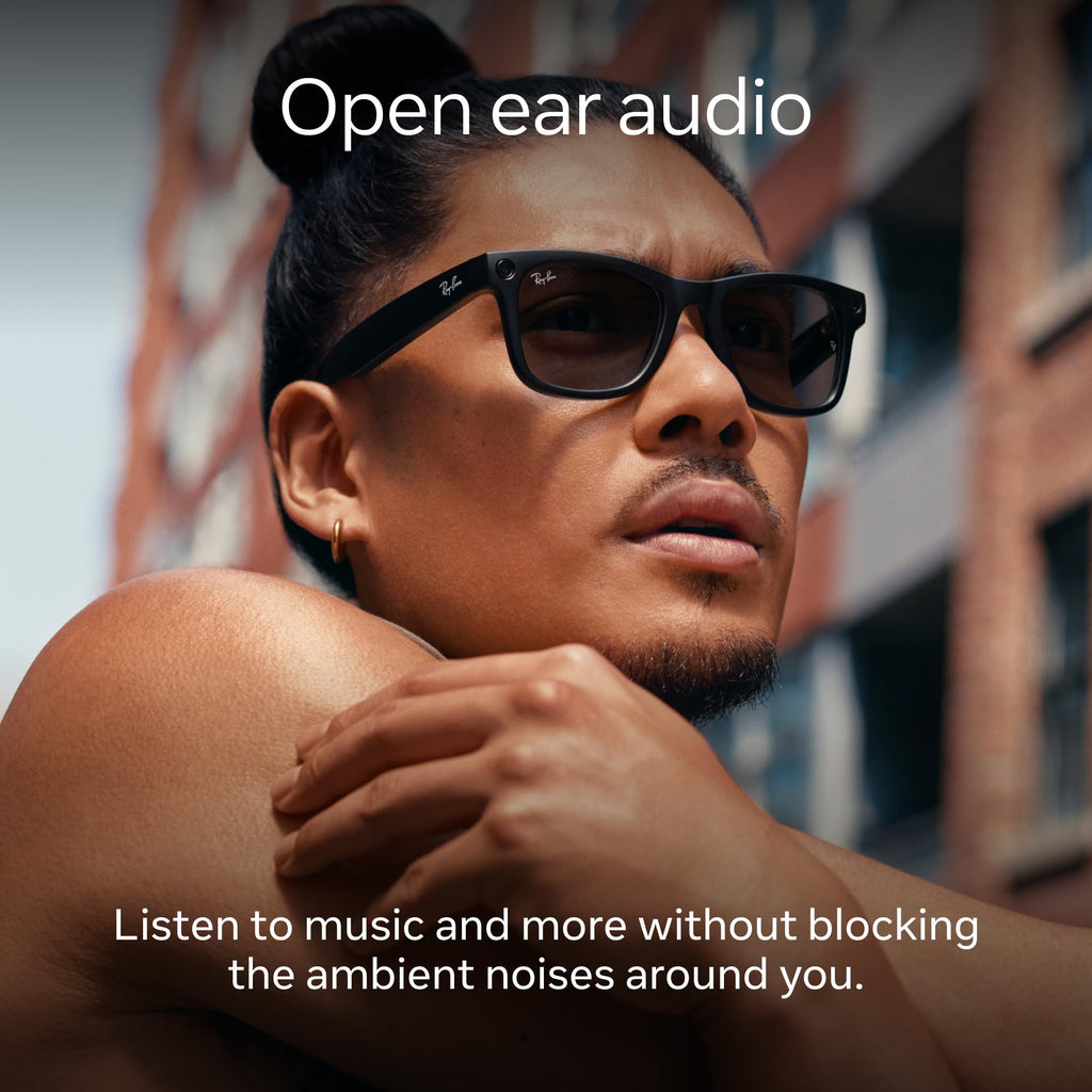 Ray-Ban Meta Skyler Glasses with Meta AI ? Audio, Photo, and Video Compatibility ? Transitions Cerulean Blue Lenses ? Shiny Black ? 601/MF52