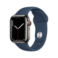 Apple Watch Series 7 (GPS + Cellular, 41MM) Graphite Stainless Steel Case with Abyss Blue Sport Band - MKHJ3LL/A