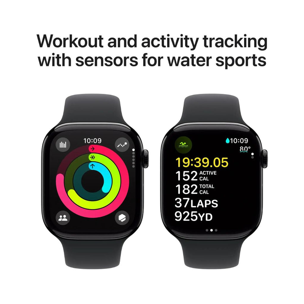 Apple Watch Series 10 GPS + Cellular 46mm Aluminum Case with Black Sport Band - MWY43LW/A