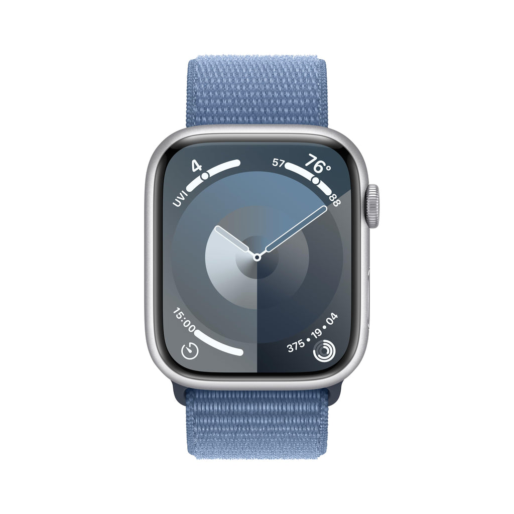 Apple Watch Series 9 (GPS) 45mm Silver Aluminum Case w/ Winter Blue Sport Loop - No Blood Oxygen