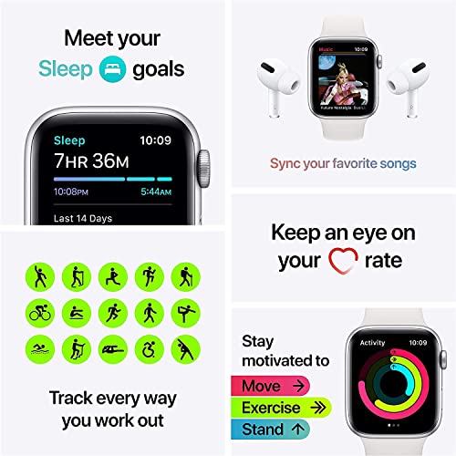 Apple Watch SE (GPS) 40mm Silver Aluminum Case with Abyss Blue Sport Band - MKNY3LL/A
