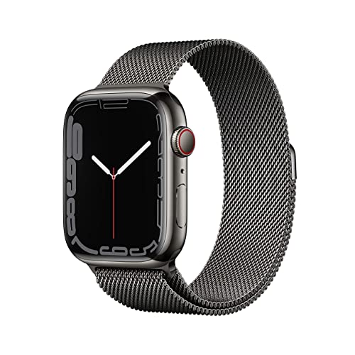 Apple Watch Series 7 LTE 45mm Graphite Stainless Steel w/Graphite Milanese Loop - MKJJ3LL/A