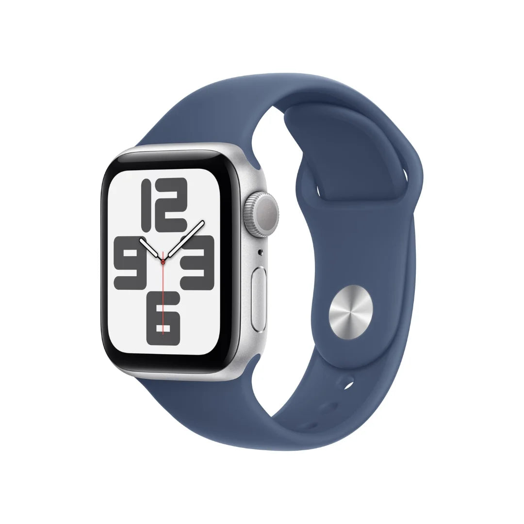 Apple Watch SE 2nd Generation (GPS) 40mm Aluminum Case with Denim Sport Band - S/M - Silver - (2024) - MXEC3LL/A