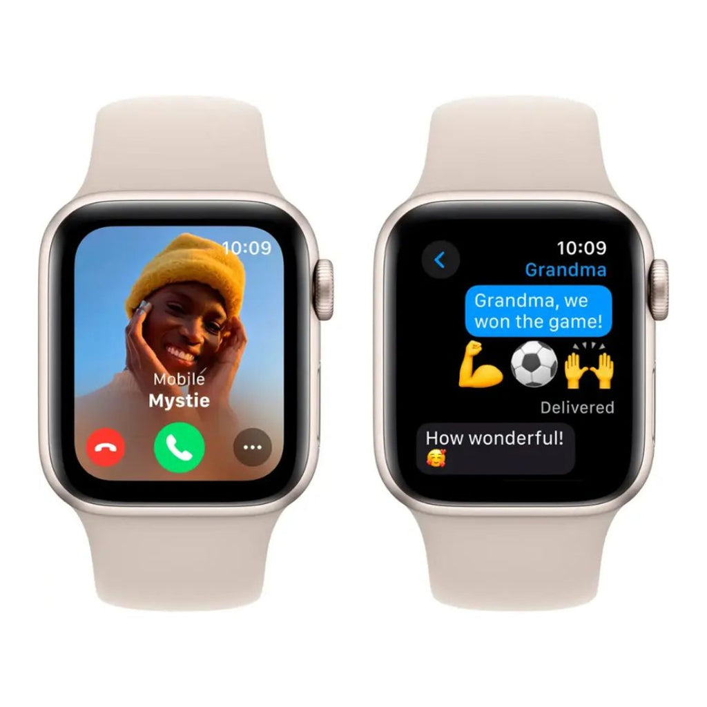 Apple Watch SE 2nd Generation (GPS) 40mm Starlight Aluminum Case with Starlight Sport Band - S/M - MR9U3LL/A
