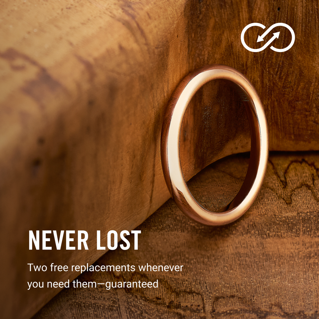 Ridge 2mm Rounded Ring Set - 14K Rose Gold