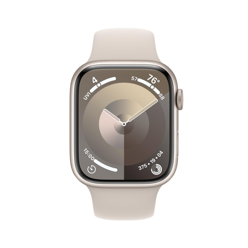 Apple Watch Series 9 [GPS 45mm] Smartwatch with Starlight Aluminum Case and Sport Band M/L - MR973LL/A