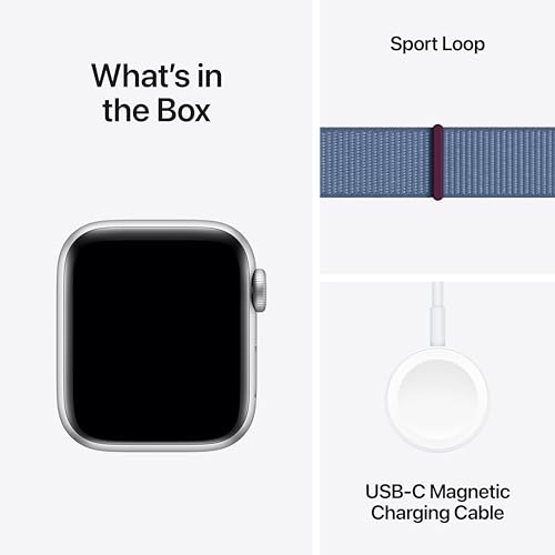 Apple Watch SE 2nd Generation (GPS) 40mm Silver Aluminum Case with Winter Blue Sport Loop - MRE33LL/A